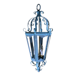 Large One of a Kind Solid Copper & Brass Verdigris Patina Lantern -Meisner Style