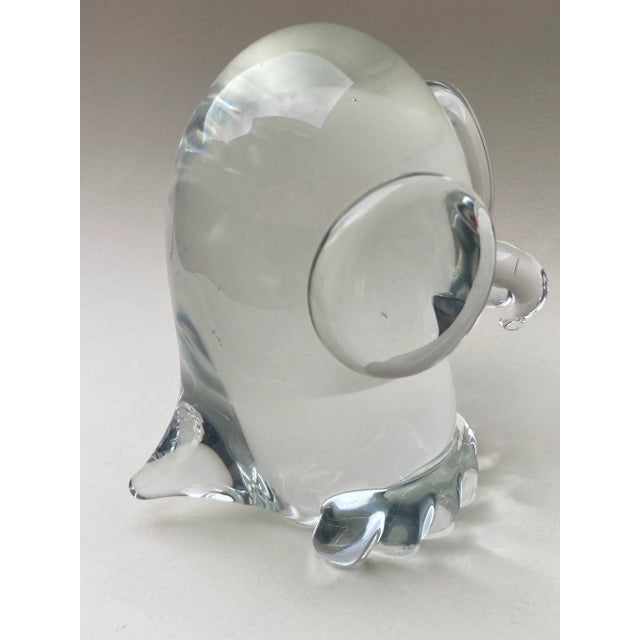 Glass Vintage Murano Owl Signed Licio Zanetti Crystal Owl Circa 1980 For Sale - Image 7 of 13