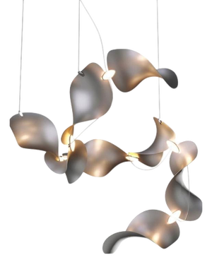 Dune 8 Spiral Chandelier in Aluminum with Silver Anodized Finish by Moss Objects