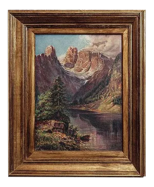 1927 Continental School Alpine Landscape Oil Painting, Framed