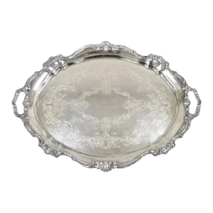 Vintage Gorham Yc777 Victorian Silver Plated Tray "25th Anniversary" Engraved