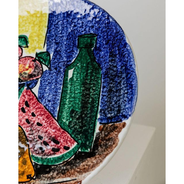 Vintage Ceramic Wall Plate with Hand-Painted Fruits, Italy, 1960s For Sale - Image 6 of 12