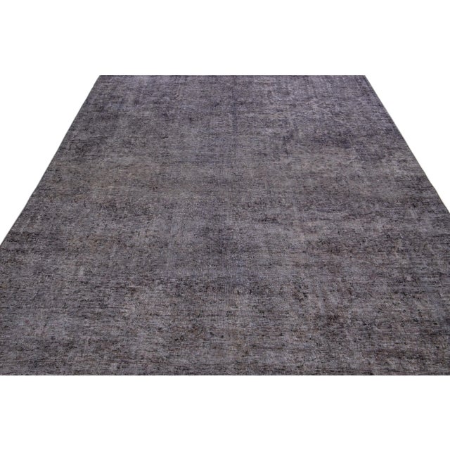 Persian Vintage Persian Overdyed Handmade All-Over Gray Wool Rug For Sale - Image 3 of 11