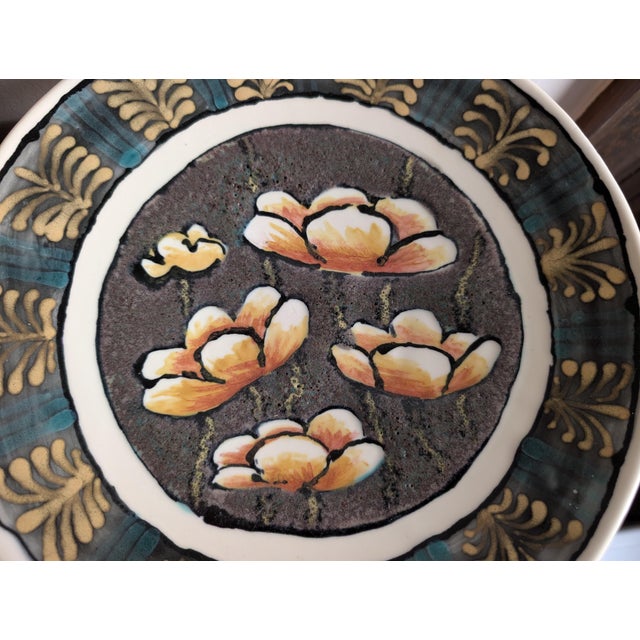 Vintage Boris Vitlin Shallow Footed Majolica Bowl/Platter ~ Ceramic, Circa 1990s For Sale - Image 4 of 14