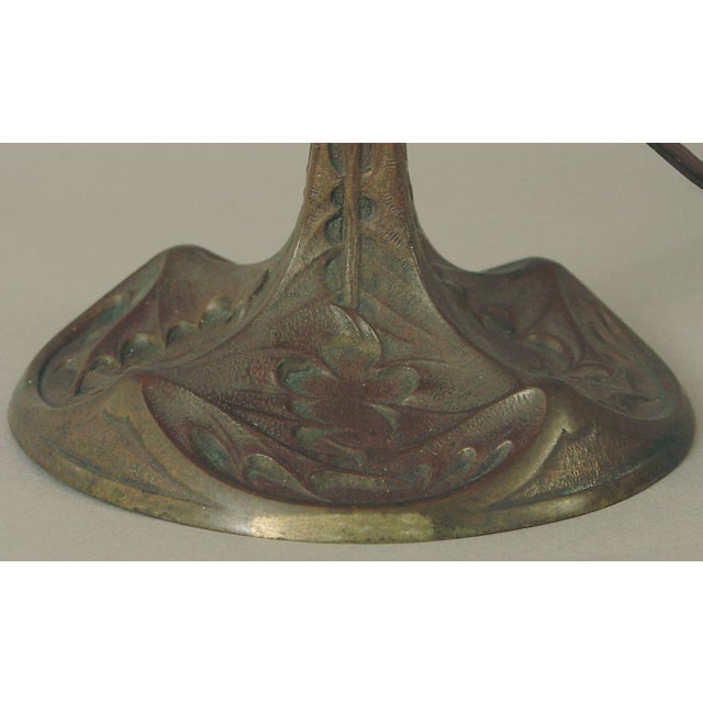1900s French Art Nouveau Bronze Table Lamp Signed G. Leleu For Sale - Image 9 of 10