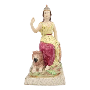 Large Old English Copy of Prattware Figure of Britannia, u.k. Circa 1900