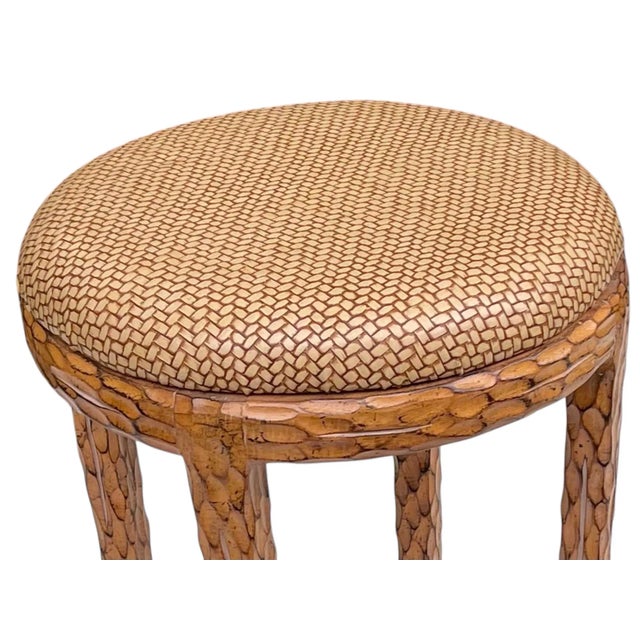 Late 20th Century 20th Century Regency Style Carved Faux Bois Stool For Sale - Image 5 of 9