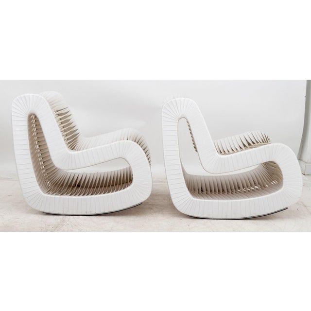Phillips Collection Seatbelt Rocking Chairs, Pair For Sale - Image 4 of 5