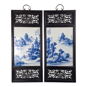 A Pair of Chinese Porcelain Landscape Plaques