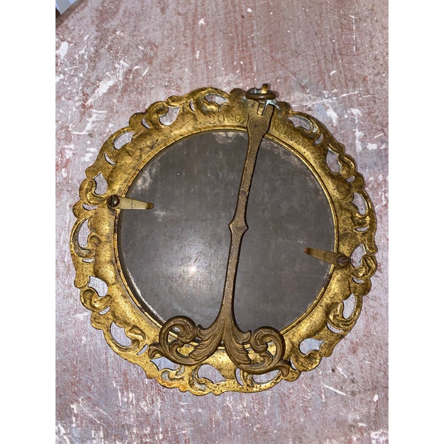 Ornate Gilt Brass Oval Frame With a Madonna and Child Print. For Sale In Miami - Image 6 of 7