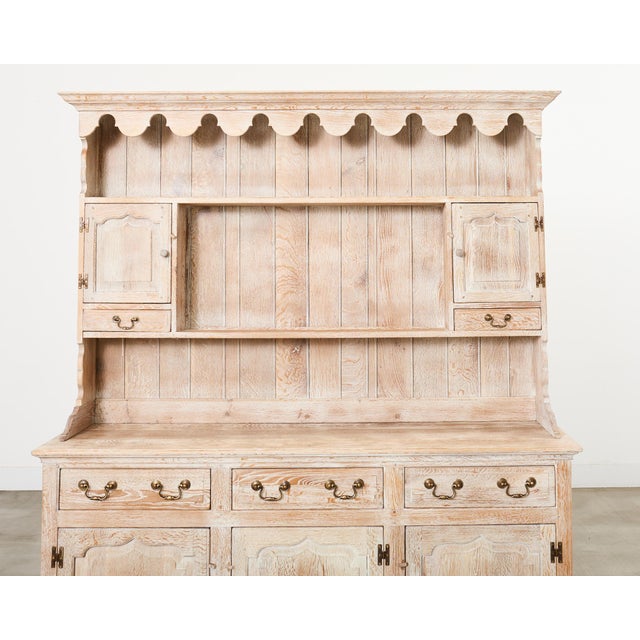 Country English Cerused Limed Oak Welsh Cupboard Dresser For Sale In Sacramento - Image 6 of 18
