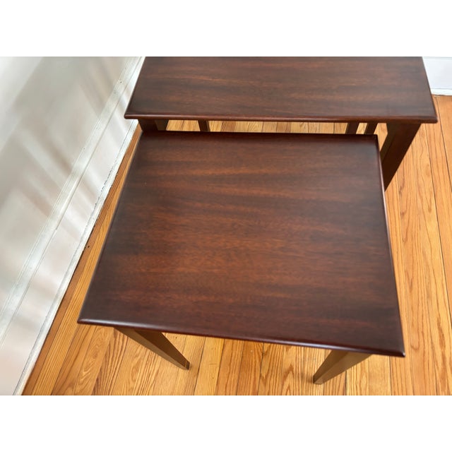 Mid 20th Century Henkel-Harris Mahogany Nesting Tables With Inlay For Sale - Image 9 of 18