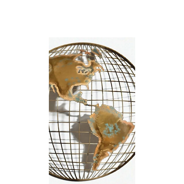 Iconic Curtis Jere World Globe Torch-Cut Brutalist Abstract Metal Art Brass Wall Sculpture, a Pair For Sale - Image 9 of 14