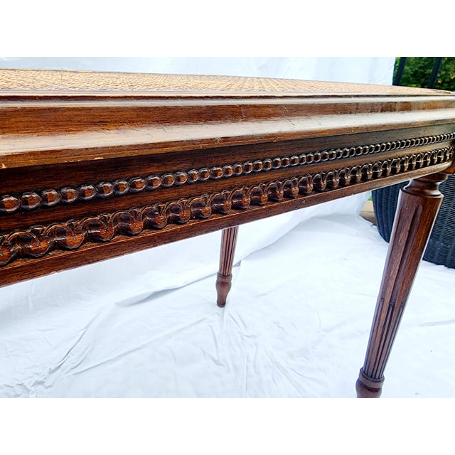French Antique French Walnut Caned Bench - Circa 1900 For Sale - Image 3 of 12