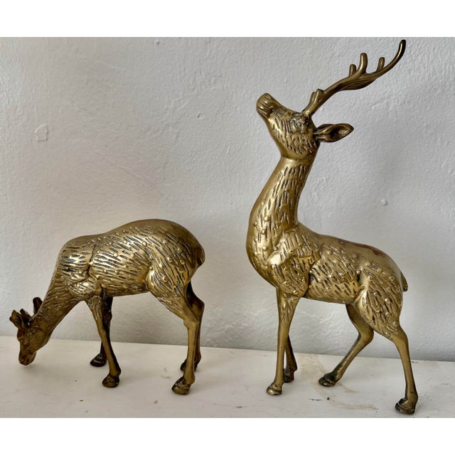 Metal Solid Brass Deers, Pair For Sale - Image 7 of 7