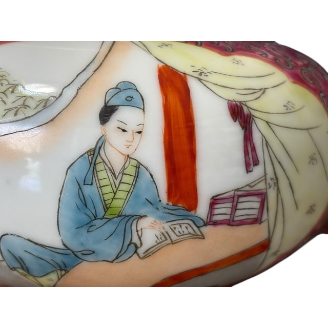 Raspberry Red Mid-Century Vintage Mun Shou Longevity Hand Painted Luncheon Set, 28pcs. For Sale - Image 8 of 12