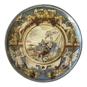 Antique Aguado Toledo Spanish Hand-Painted Don Quixote Plate – Signed, 12 1/2” Diameter