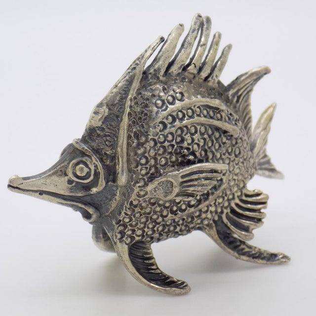 Metal Vintage Italian Handmade Silver Longnose Butterfly Fish Figurine by Donati, Tuscany, 1950s For Sale - Image 7 of 14