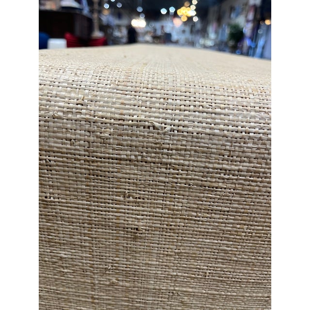 Tan Crate and Barrel Grasscloth “Meadow” Console Table For Sale - Image 8 of 12