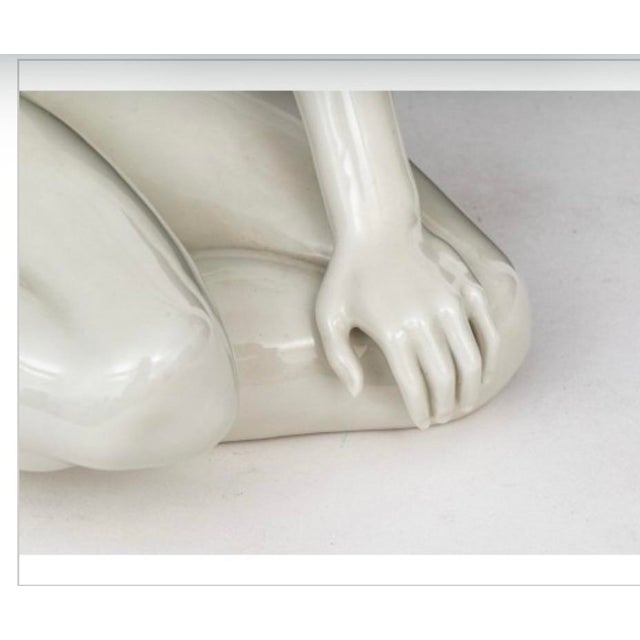Mid 20th Century Vintage German Porcelain Seated Nude Female Sculpture White Glazed Figurine For Sale - Image 5 of 7