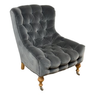 Lee Industries for Serena and Lily Bruno Velvet Tufted Chair For Sale