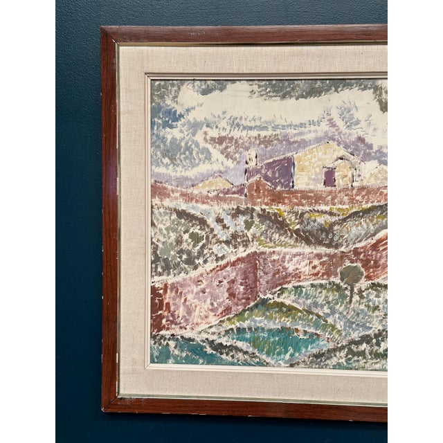 Mid-Century Modern Gösta Nordblad, Landscape with Buildings, 1960s, Oil on Canvas, Framed For Sale - Image 3 of 18