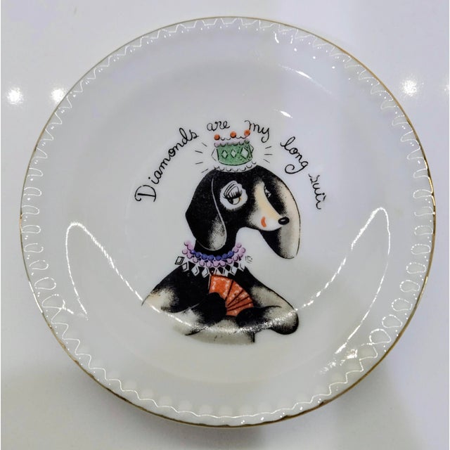 1950s Vintage Ardalt Japan Dogs Playing Cards Porcelain Plates, Set of 7 For Sale - Image 5 of 12