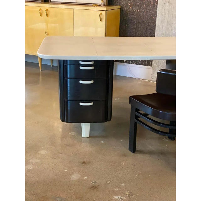 1930s Art Deco Desk and Chair, Parchment Top, Vittorio Valabrega, Italy, 1930's For Sale - Image 5 of 13