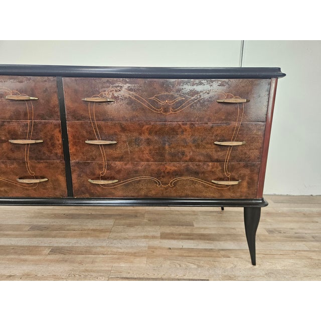 Mahogany-Paneled Chest of Drawers with Mirrored Top, 1960 For Sale - Image 9 of 14