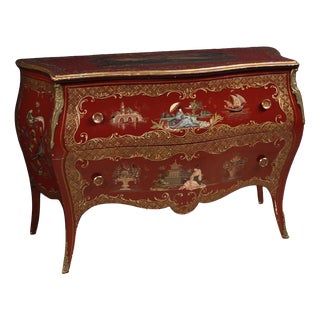 French Lacquered and Gilded Chinoiserie Commode, 1960 For Sale