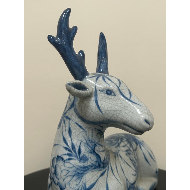 1990s Late 20th Century Thai Blue and White Ceramic Deer For Sale - Image 5 of 18