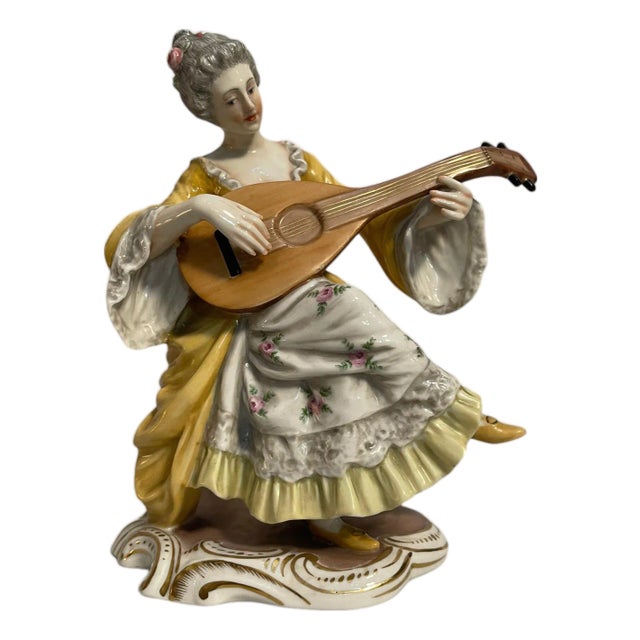 Ceramic Figurine of Lady Playing by Ginori for Capodimonte, Late 19th Century For Sale