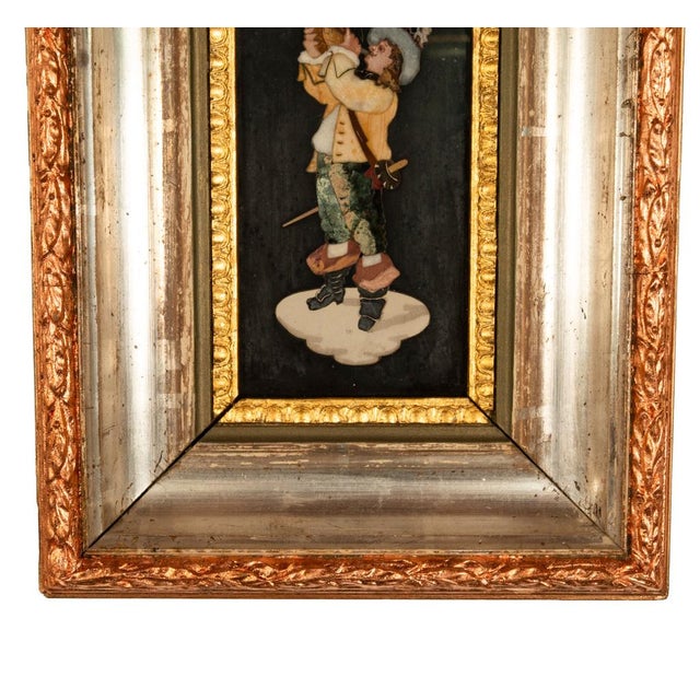 Grand Tour Antique Italian Grand Tour Pietra Dura Marble Picture Cavalier Musketeer 1880 For Sale - Image 3 of 6
