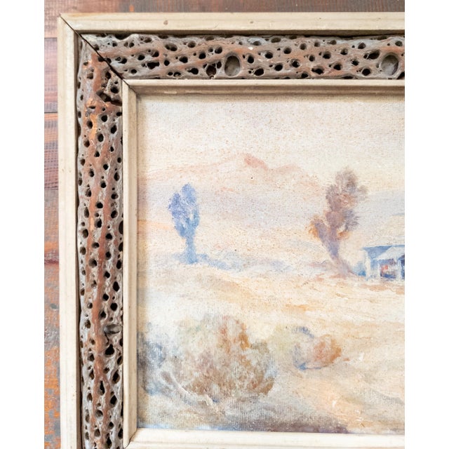 Mid 20th Century Mid-Century Western Impressionist Homestead Landscape in Rustic Frame For Sale - Image 5 of 12