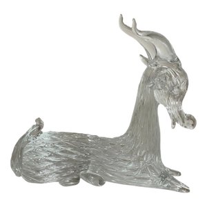 Vintage Hand Blown Murano Italian Art Studio Glass Bull Goat Sculpture Statue