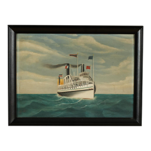Antique English Painting of the Steamship Bristol by Samuel Pickford