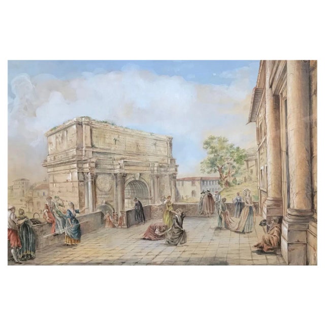 François Kieserman, Lively Square, Watercolor For Sale