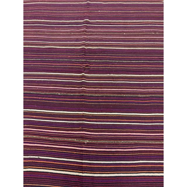 1950s Multicolor Stripe Decorative Modern Turkish Kilim Flat Weave Small Rug For Sale In New York - Image 6 of 6