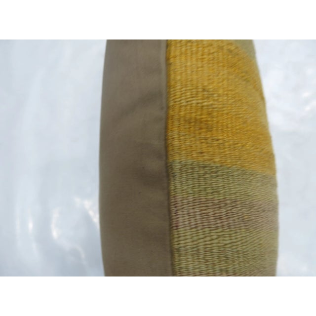 Cabin Mid 20th Century Yellow Turkish Kilim Rug Pillow For Sale - Image 3 of 3