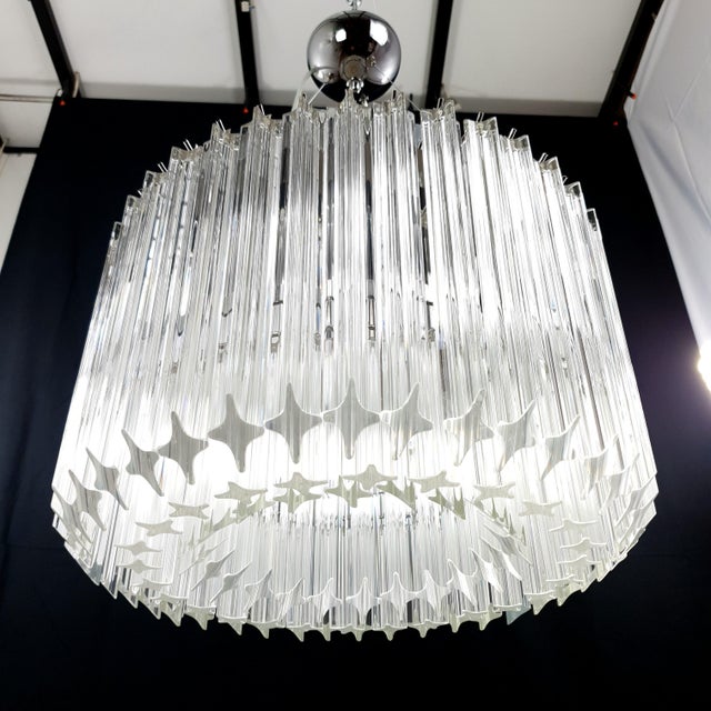 Vintage Round Chandelier with Handmade Murano Glass and Crystal Quadrihedrons, Italy, 1971 For Sale - Image 12 of 18