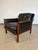 Mid Century Modern Rosewood and Black Leather Lounge Chair attributed to Hans Olsen for Bröderna Andersson Sweden...