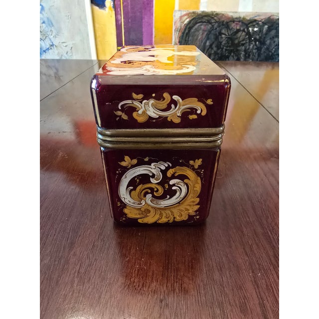 Antique Moser Bohemian Glass Ruby Jewelry Box Casket For Sale - Image 10 of 12