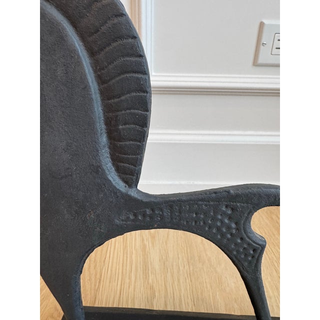 1960s Mid-Century Modern Cast Iron Etruscan-Inspired Horse Sculpture From the Uk For Sale - Image 5 of 7
