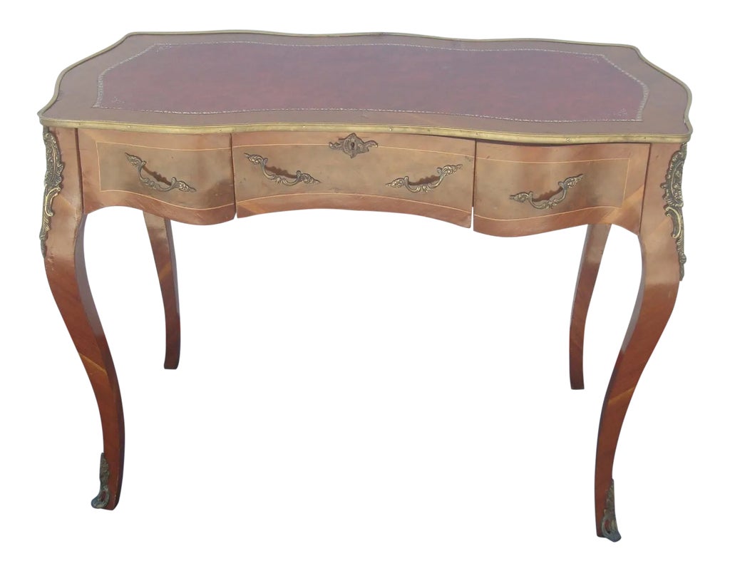 Vintage French Louis XV–Style Leather-Top Ladies’ Writing Desk