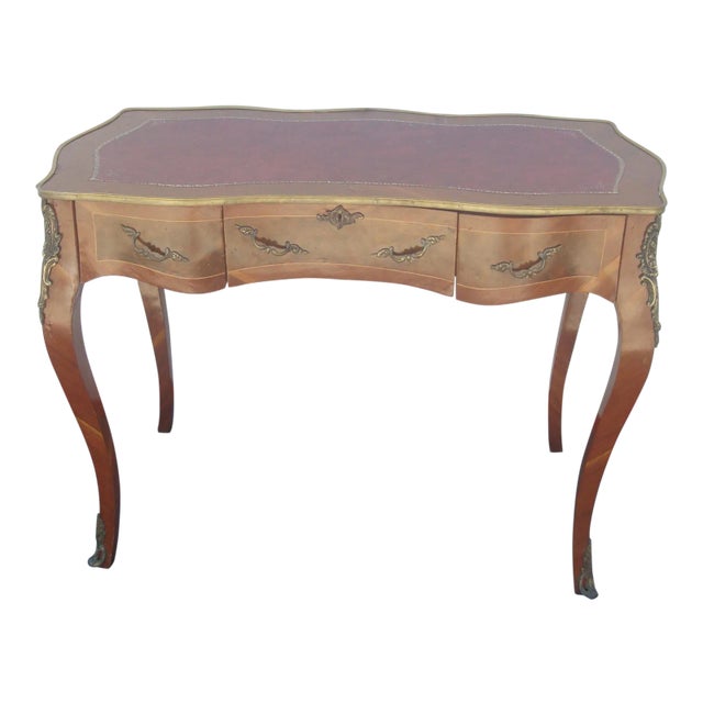 Vintage French Louis XV–Style Leather-Top Ladies’ Writing Desk For Sale