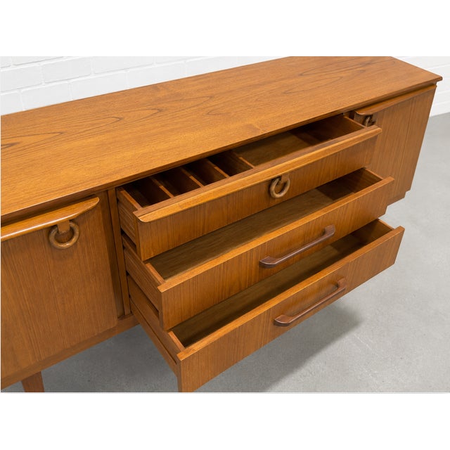 Mid Century Modern Long Teak Sideboard by Elliots of Newbury, Made in England, C. 1960’s For Sale - Image 13 of 17