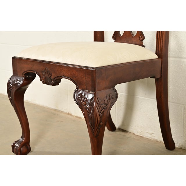 Drexel Heritage Chippendale Carved Mahogany Side Chairs or Dining Chairs, Pair For Sale - Image 9 of 14