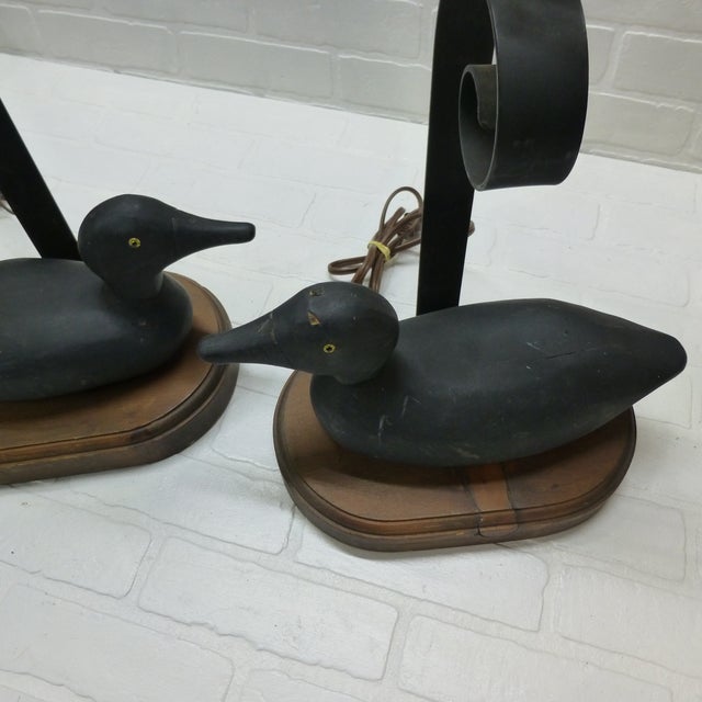 Vintage Carved Wood Decoy Duck Lamps a Pair Chairish