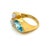 Mid 20th Century Blue Topaz & Fire Opal 18k Yellow Gold Floral Ring - Size 7.5 For Sale - Image 4 of 8