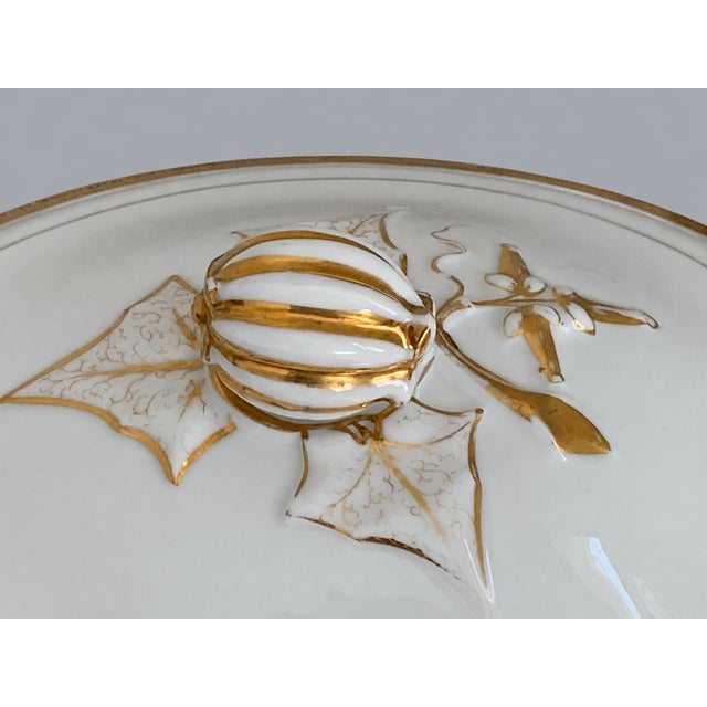 19th-Century French Gilt Porcelain Covered Serving Dish With Gourd Finial, C. 1860–1880 For Sale - Image 4 of 12